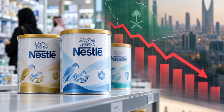 تراجع مبيعات منتجات حليب الأطفال التابعة لشركة نستله في السوق السعودي خلال الأشهر الثمانية الأولى من عام 2026.